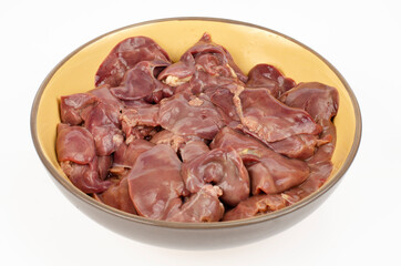 Raw chicken liver for cooking. Studio Photo.