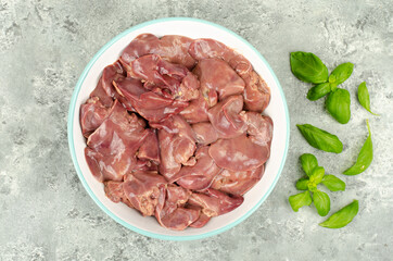 Raw chicken liver for cooking. Studio Photo.