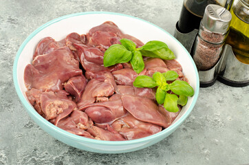 Raw chicken liver for cooking. Studio Photo.