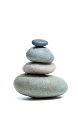 Fototapeta na wymiar Balanced Zen stones on white background. Vertical photo