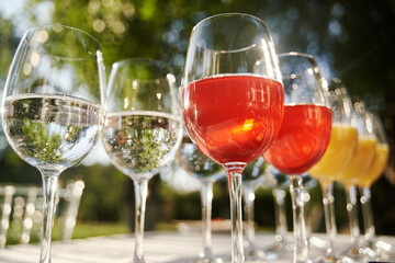 Table set for an event party or wedding reception. Banquet table design