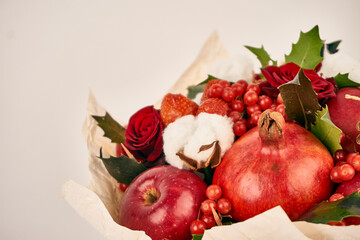 bouquet with red fruits cinnamon decoration gift organic