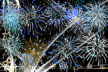 Feuerwerk abstrakt Hintergrund Schwarz gold silber rot blau