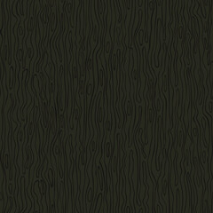 Seamless vector pattern with tree bark texture on dark brown background. Simple wavy line wallpaper design. Decorative stripe fashion textile. - obrazy, fototapety, plakaty