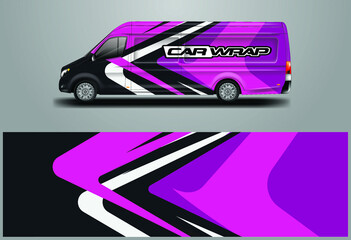 Car Wrap Van Design Vector. Graphic Background designs for vehicle Company livery and cargo