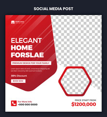 Real estate modern, elegant or luxury house Social media post or square banner template ( eps files )
