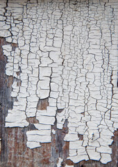 fragment of a fence made of old wooden boards with remnants of paint and nails, natural texture