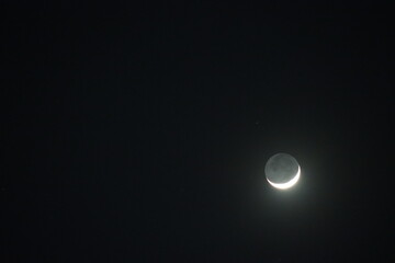 Crescent moon on a clear night