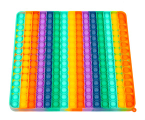 Square iridescent, multicolored simple dimple, pop it. Fashionable and modern anti stress toy for children and adults.