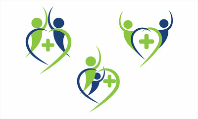 Minimalist elegant line art medical logo. You can find medical plus icon in the middle place.