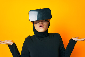 arab woman virtual reality glasses entertainment ethnicity model
