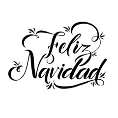 Merry Christmas Spanish Calligraphy. Lettering Design. Greeting Card Design on White Background