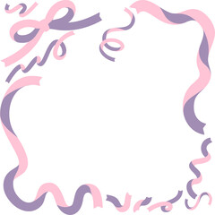 ピンクと紫のリボンのフレーム