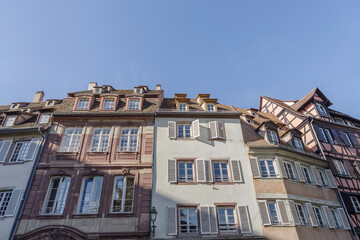 Fototapeta na wymiar Low angle view of houses, Strasbourg, Alsace, France