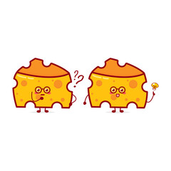Cute funny cheese currency character. Vector hand drawn cartoon mascot character illustration icon. Isolated on white background. fast food character concept