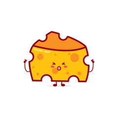Cute funny cheese currency character. Vector hand drawn cartoon mascot character illustration icon. Isolated on white background. fast food character concept
