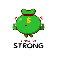 Cute funny money sack character. Vector hand drawn cartoon mascot character illustration icon