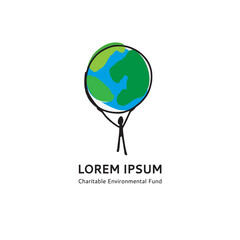Logo template man holding the planet hands