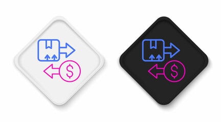 Line Tax carton cardboard box icon isolated on white background. Box, package, parcel sign. Delivery and packaging. Colorful outline concept. Vector