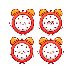 Cute funny clock character. Vector hand drawn cartoon mascot character illustration icon. Isolated on white background. time character concept