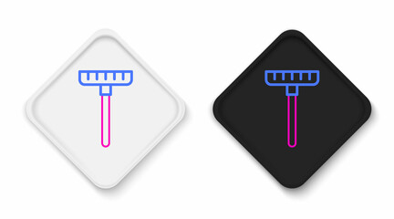 Line Garden rake icon isolated on white background. Tool for horticulture, agriculture, farming. Ground cultivator. Housekeeping equipment. Colorful outline concept. Vector