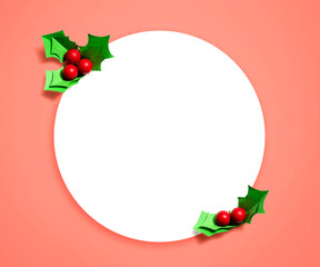 Christmas holly berries - Paper craft - flat lay