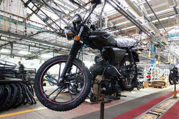 motorcycle assembly line in a modern factory