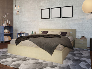 interior of a bedroom in industrial style