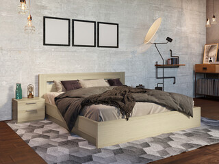 interior of a bedroom in industrial style