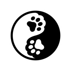 Cat paw yin yang symbol - obrazy, fototapety, plakaty