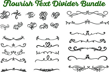 Filigree and flourish dividers. Hand drawn vector illustration. Borders and laurels, border for text vector abstract hand drawn design calligraphic separated set