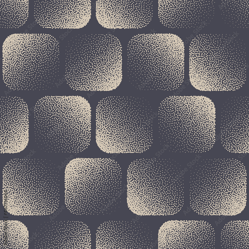 Poster rounded square tile stippled seamless pattern geometric elegant vector abstract background. hand dra