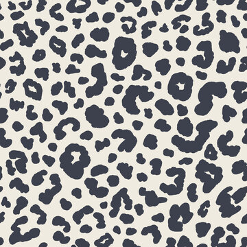 Animal skin seamless repeat pattern. Random placed, vector spot leopard print all over surface print on beige white background.