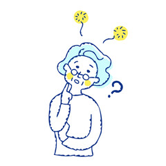 思い出せない表情のシニア女性