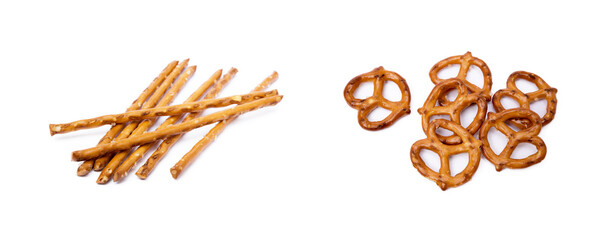 Salty cracker pretzel isolated on white background