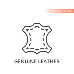 Genuine leather line vector icon. Outline, editable stroke.