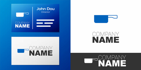 Logotype Frying pan icon isolated on white background. Fry or roast food symbol. Logo design template element. Vector