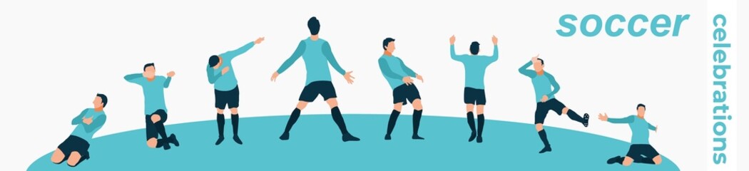 soccer, football celebration. set of soccer celebration