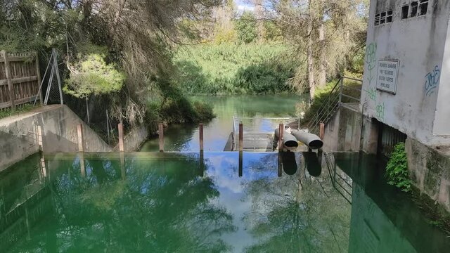 Natural parkland. The river stream with small difference in height