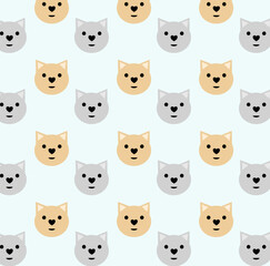 Seamless pattern with cats on a light background.