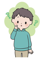 考えるポーズの男の子