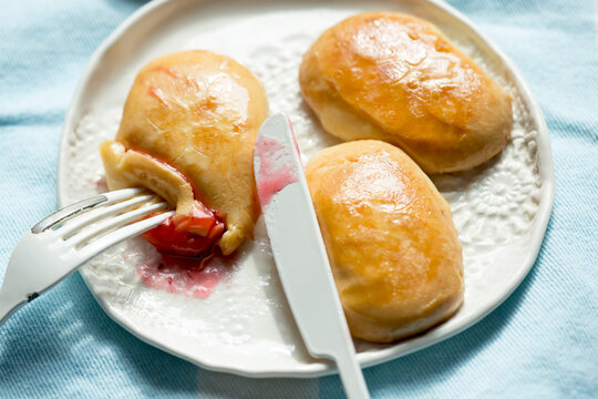 Oscypek Smoked Cheese Made Of Salted Sheep Milk, Grilled With Cranberry Sauce 