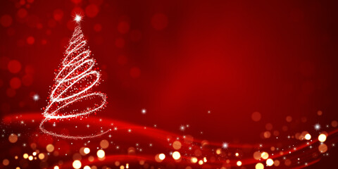 elegant red christmas background with christmas tree