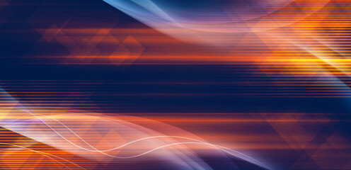 Obraz premium Elegant blue and golden background with cross lines and waves. Abstract design illustration