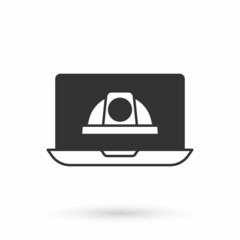 Grey Worker safety helmet icon isolated on white background. Vector