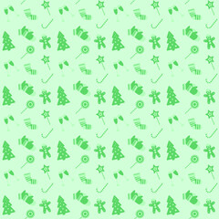Vector Image Of A Pattern On The Theme Of Christmas And New Year In Green Tones