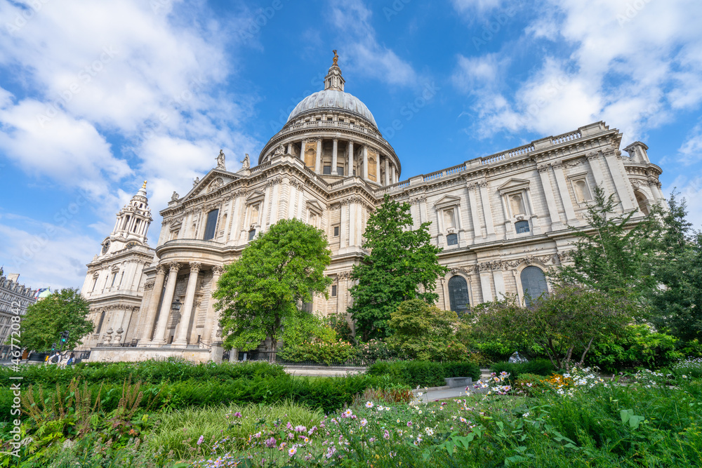 Poster St. Paul's cathedral on sunny day in London. England