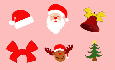 Christmas ikon santa, tree, bell, papillon, reindeer, hat