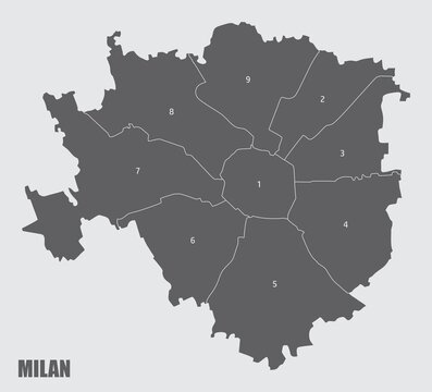 Milan administrative map