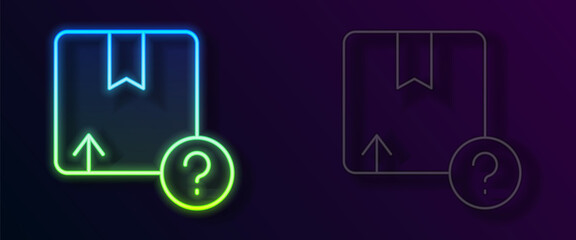 Glowing neon line Carton cardboard box icon isolated on black background. Box, package, parcel sign. Delivery and packaging. Vector
